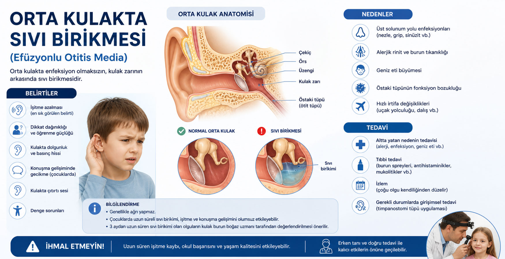 Orta kulakta sıvı birikmesi